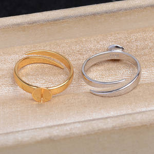 Anneau ouvert en argent 925, support pour anneau de 10 à 13 mm, anneau ouvert irrégulier à perles, 5717, serti, anneau inférieur à perles en or 18 carats, accessoires - Product Image 3