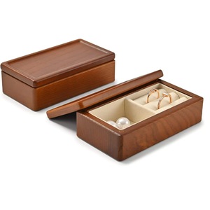 Solid Wood Jewelry Box <b>Ring</b> Earring <b>Storage</b> Rectangular Desktop Organizer Covered Compartments - Product Image 4