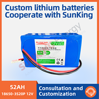 Batterie au lithium 12V 52Ah 18650 haute puissance, fabrication directe d'usine, acceptation d'échantillons personnalisés, pour outils électriques sans fil