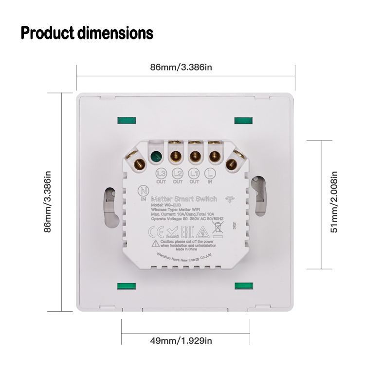 Matter Smart Switch App Remote Control Smart Home Matter Switch European Standard Smart Light Switch With/Without Neutral Line