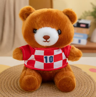Nouveau maillot de football de style sportif avec figurine d'ours. Figurine d'ours brun mignon. Cadeau d'anniversaire pour enfants.