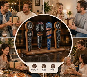 Soporte de exhibición personalizado de madera para manijas de grifos de cerveza, organizador de manijas de grifos de cerveza con logotipo personalizado para mostrador de bar - Product Image 4