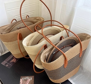 Conjunto de Dos Piezas: Sombrero de Sol con Ala y Bolso de Gran Capacidad de Paja Tejida para Viajes al Aire Libre para Niñas - ¡Promoción! - Product Image 4