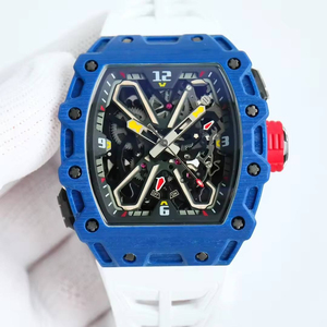 Reloj Cronógrafo de Alta Calidad con Esqueleto de Fibra de Carbono Morada y Correa de Goma Blanca - Product Image 2
