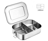 Boîte à bento en acier inoxydable Golden Key Wholesale de 1400 ml avec compartiments, étanche, en métal, avec clips de verrouillage, personnalisable OEM