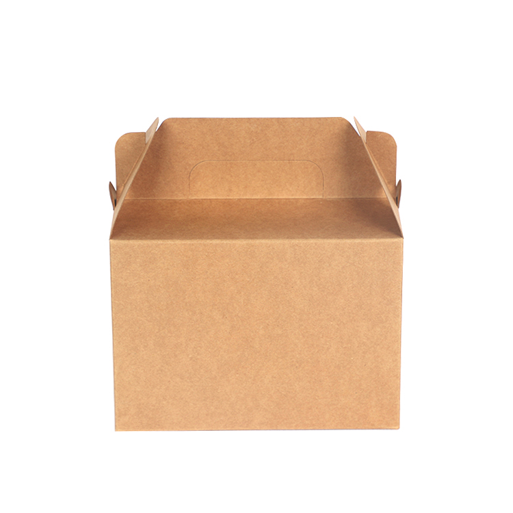 Customized logo printed kraft gift box Cake Food Gable Boxes With Handle