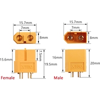 Connecteurs XT60, connecteurs mâles et femelles XT60, fiches d'alimentation pour batterie Lipo RC, moteur, connecteurs de drone XT60