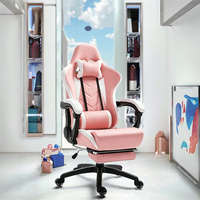 Chaise de bureau ergonomique inclinable de style moderne pour joueurs professionnels, fonction massage, pivotement à 360°, garantie de 2 ans, cuir rose