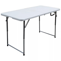 Table pliante en HDPE en gros, table rectangulaire réglable en hauteur pour le camping en plein air, les pique-niques, les salons professionnels et les conférences, 1,2-1,8 m