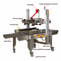 Machine d'emballage de cartons semi-automatique réglable en acier inoxydable Goldtec GTF-5050G avec entraînement latéral