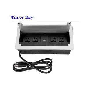 4 US Outlet USB Fast charge Embedded mesa Power Socket Box Table Power Multimedia Connectivity Box for Conference Study Room