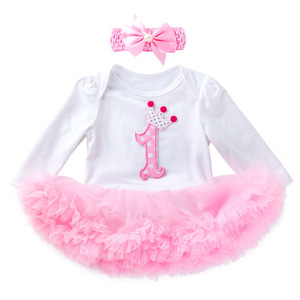 Birthday Romper Baby Girl Flower Romper Set Baby Summer Outfit Clothes Tutu Dress <b>Bodysuit</b> Short Sleeve Rompers - Product Image 1