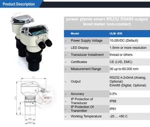 Cấp công nghiệp chống cháy nổ thông minh siêu âm mức chất lỏng mét nhựa LCD hiển thị bể nước mức độ cảm biến cụ - Product Image 2