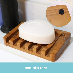 Boîte à savon en bois au design cascade inclinée, porte-savon <span class=keywords><strong>de</strong></span> bain en bois naturel, plateau créatif et tendance, anti-moisissure, avec drain. - Product Image 1