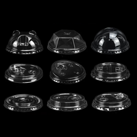 Tapas de Domo Transparentes de PET de Grado Alimenticio de 89/90/93/98 mm con Orejas de Oso Panda, Desechables, para Vasos de Batidos y Boba de 12 oz, Cierres de Botella de Fácil Apertura
