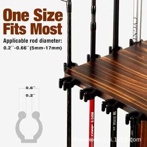 Wooden Fishing <b>Rod</b> <b>Holder</b> 16 <b>Rods</b> Capacity Solid Wood Floor Mount Non Rotating Freshwater <b>Rod</b> Storage Rack - Product Image 4