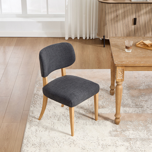 Ensemble de 2 chaises de salle à manger modernes en tissu écologique, dossier capitonné, rembourrage en mousse, pieds en bois, style mid-century, meubles pour la maison - Product Image 3