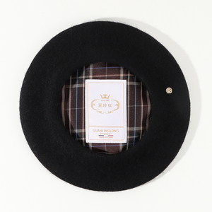 Лидер продаж: оптовая продажа шерстяных беретов <span class=keywords><strong>2026</strong></span> года с вышивкой на заказ, вязаные, коричневые и черные, для женщин и мужчин - Product Image 4