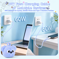 Cable de Carga Rápida Beanlieve Koala de 60W con Correa de Muñeca, Cable Trenzado USB C a USB C, Cordón Antipérdida para Teléfono