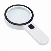 Handheld 30X LED Illuminated Magnifying Glass with 2 LED Lights Plastic Lens 30mm Diameter for Seniors Reading and Soldering
