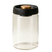 Bocal à café sous vide à ouverture rapide en verre borosilicate de haute qualité, hermétique, 1-2L, avec couvercle, pour la conservation des aliments (haricots, thé, sucre)