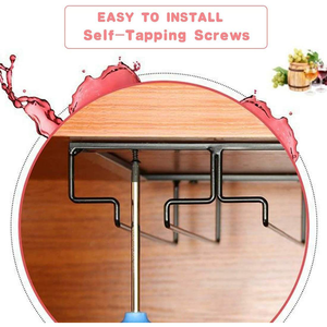 <strong>Under</strong> <strong>Cabinet</strong> Stemware <strong>Wine</strong> Glass Holder <strong>Rack</strong> 12 Glasses <strong>Storage</strong> Hanger Metal Organizer <strong>Rack</strong> for Bar Kitchen - Product Image 6