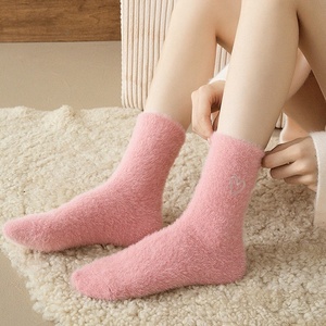 Embroidery Winter <strong>Socks</strong> Wholesale High Quality Christmas <strong>Fuzzy</strong> Cozy <strong>Socks</strong> Cute Women Fur Crew Fancy <strong>Socks</strong> for Women - Product Image 6
