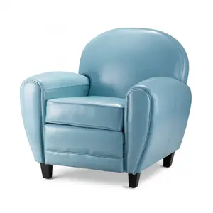 Desain baru kursi sofa nyaman kursi santai ruang tamu biru langit kursi tunggal kulit