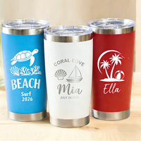 Mug de voyage personnalisé en acier inoxydable avec logo gravé au laser, 20 oz, pour les vacances à la plage
