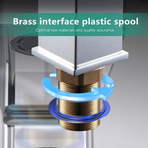 Bathroom Sink Taps Bathroom Mixer Tap Waterfall Spout Bathroom Sink Taps with Single Lever Hot Cold Water <b>Adjustable</b> Sink Taps - Product Image 4