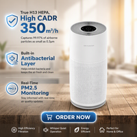 Purificateur d'air en colonne en gros, filtre HEPA H13, filtration en 4 étapes, 350m³/h CADR, 35W, économie d'énergie, verrouillage enfant