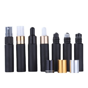 Botella de vidrio negro mate con roll-on de 10 ml, pulverizador cuentagotas, dispensador de aceites esenciales con tapa para todo tipo de piel - Product Image 2