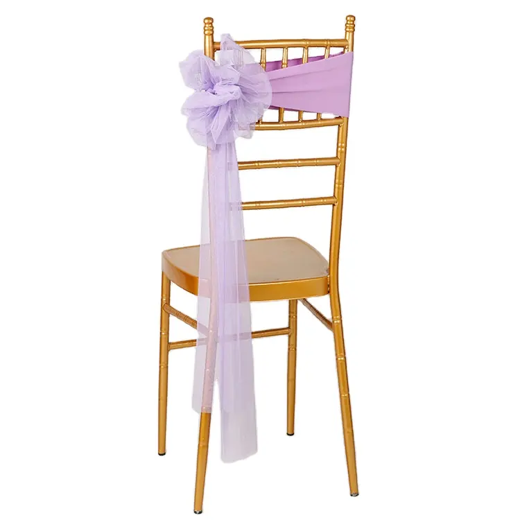 Otel düğün organze ücretsiz sandalye geri çiçek organze dekorasyon tül sandalye geri yay