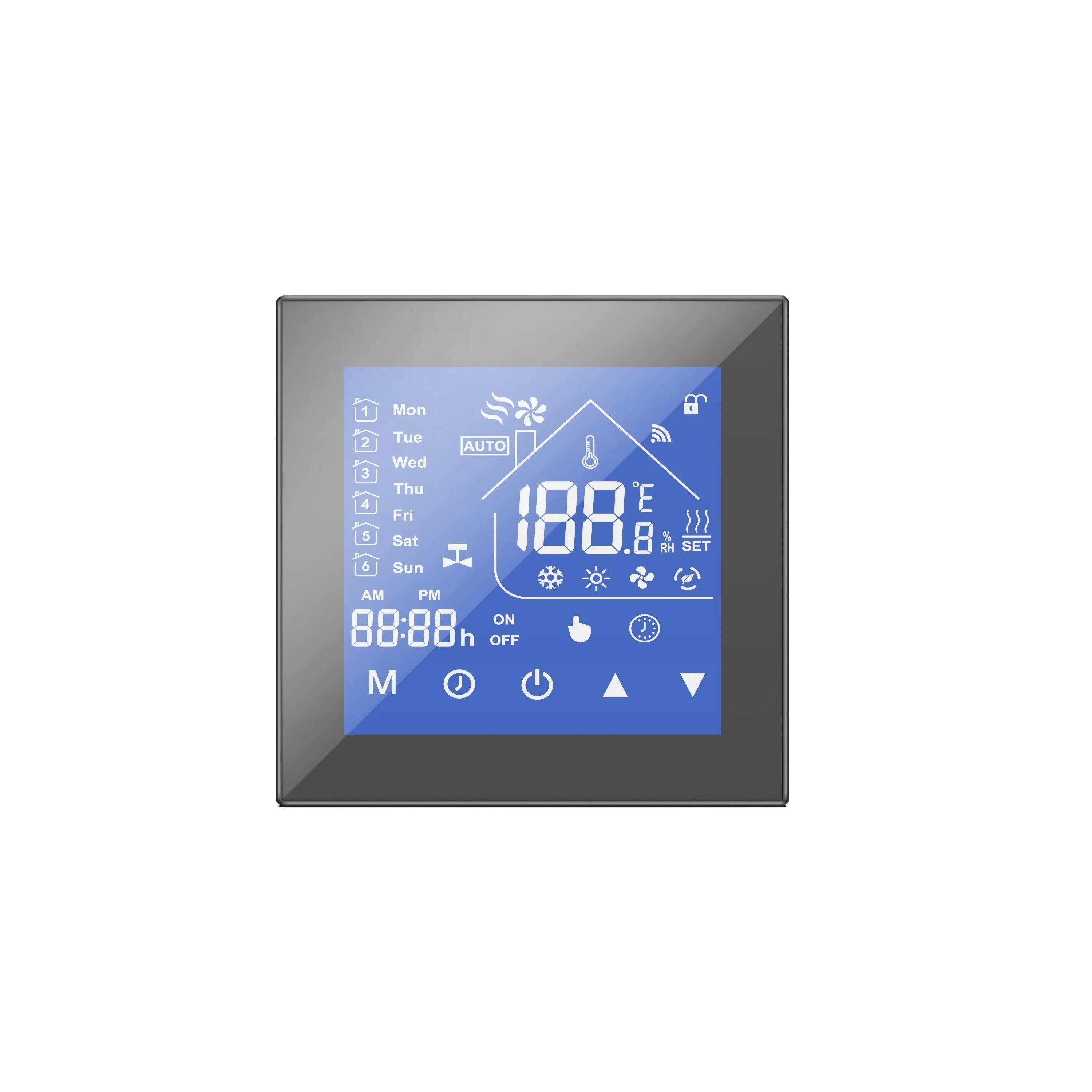 95V-240V tüm dokunmatik ekran sıcaklık kontrol cihazı mavi arka işık elektrik ısıtma oda termostatı WiFi
