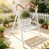Fauteuil suspendu double en métal pour extérieur, structure en fer robuste, banc suspendu pour véranda 2 places avec coussin pour balcon et jardin