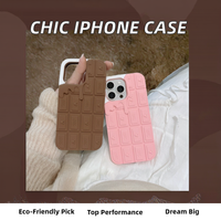 Coque de Téléphone en Silicone Anti-Chute 3D Tendance et Mignonne pour iPhone 16 Pro Max/15/14/13, Étui Mobile Choc Résistant Chocolat Élégant