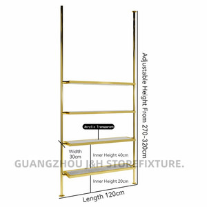 Magasin de chaussures présentoir mural or personnalisé sol au plafond étagères en acrylique support <span class=keywords><strong>colonne</strong></span> suspendue - Product Image 5