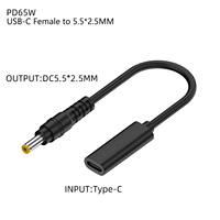 Adaptateur d'alimentation pour ordinateur portable USB-C vers DC 65W 3.1, protection contre les courts-circuits, matériau PVC, prise femelle 5.5x2.5/4.5x3.0/4.0x1.7mm