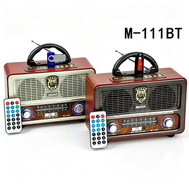 M-111BT Retro Multifunctional Portable for Speaker AM/FM Radio USB TF Card Support 1001-1500mAh Battery 0-5W Output Power