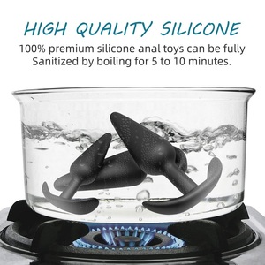 مجموعة من <span class=keywords><strong>3</strong></span> سدادات شرجية سيليكونية للتدريب مع قاعدة متوسعة، ألعاب جنسية للبروستاتا، كرات سوداء للمبتدئين والمستخدمين المتقدمين - Product Image 4
