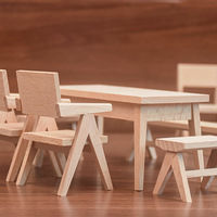Accessoires pour maison de poupée, mini meubles en bois, table, banc, tabouret, modèle de table et chaise européens faits à la main, petite chaise décorative