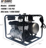 Système de plongée sous-marine à air comprimé sans huile, compresseur électronique 220V, 1x50 FT de tuyau SCU80E (1100W)