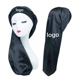 Gorro de Dormir Extra Suave de Satén con Banda Elástica de Seda para Mujeres con Cabello Rizado, Gorros Largos Personalizados con Botón a Presión - Product Image 1
