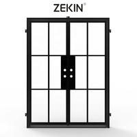 Puertas Divisorias Interiores de Metal Zekin, Partición Interna, Puertas Francesas Abatibles SDL, Pared de Vidrio Templado, Rejilla de Aluminio, Puertas Corredizas