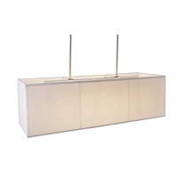 C95 Lustre Rectangulaire Blanc Lin Tissu Abat-Jour Suspension Linéaire lumière led pour décor restaurant