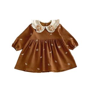 Nieuwe Lente En Herfst Nieuwe Stijl Meisjes Jurk Koreaans Geïnspireerde Volledig Geborduurde Bloemen Contrasterende Kleuren Baby Rokjes - Product Image 4