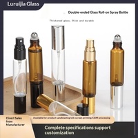 Flacon pulvérisateur cylindrique double tête en verre, marron transparent, portable, rechargeable pour parfum, longue distance - B1