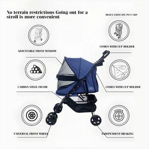 <span class=keywords><strong>Poussette</strong></span> pour animaux de compagnie JXB 3 en 1 pour chiens et chats avec porte-bébé amovible, 4 roues, pliable, cadre en alliage d'aluminium - Product Image 2