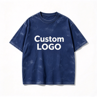 T-shirt en coton épais 300 GSM, teinture pigmentaire, coupe ample, logo personnalisé imprimé à l'écran, manches courtes, unisexe