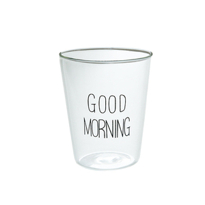 Bonjour petit déjeuner tasse ménage verre transparent lait boisson tasse motif imprimable tasse à couche unique - Product Image 2